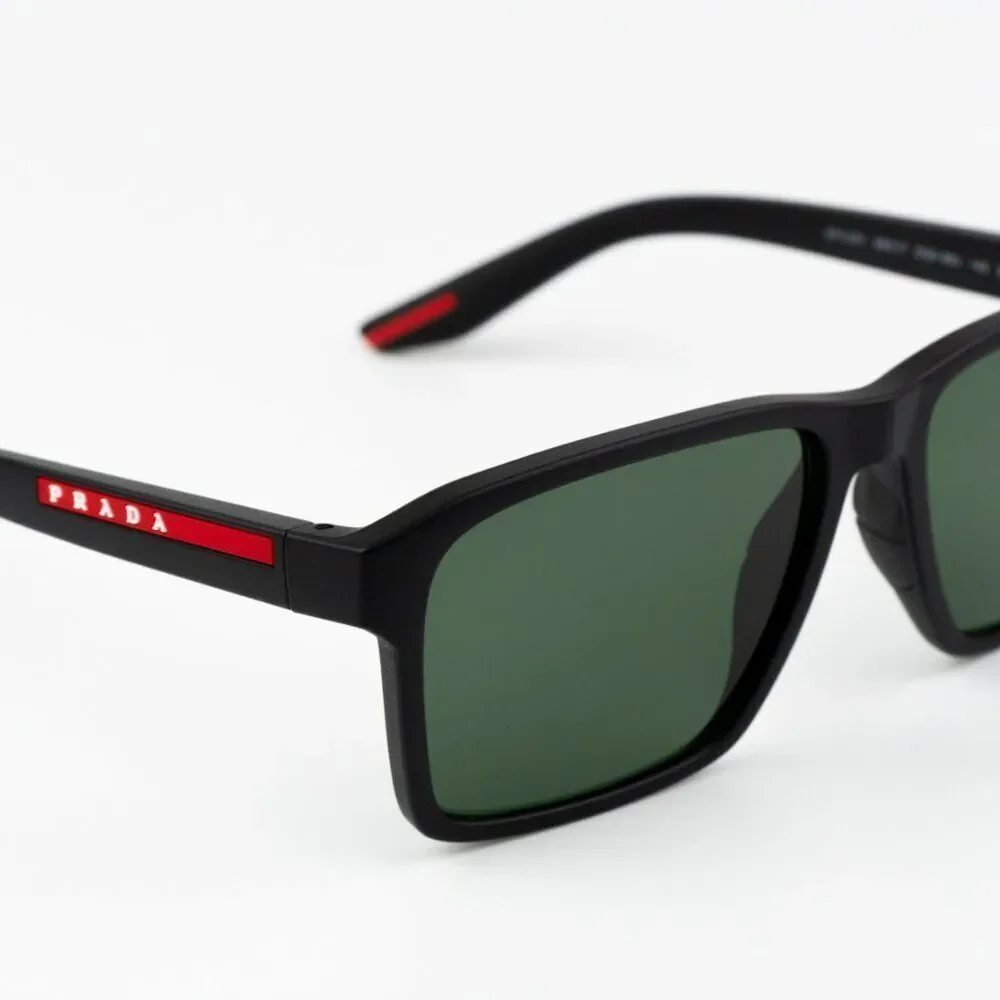 NEW Prada Linea Rossa PS05YS DG006U Black Rubber Tuning Green Rectangle Unisex